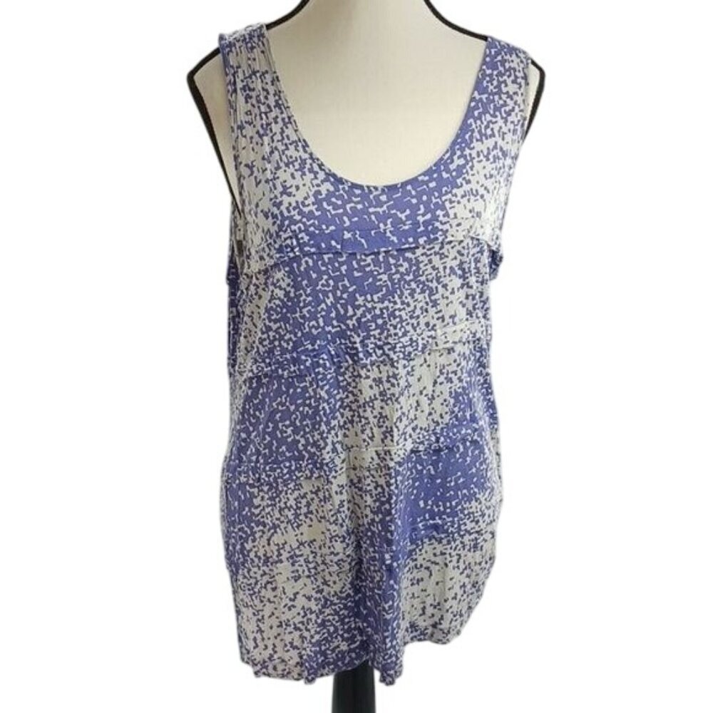 Ann Taylor Womens XL Purple Abstract Print Sleeveless Scoop Neck Tank Top
